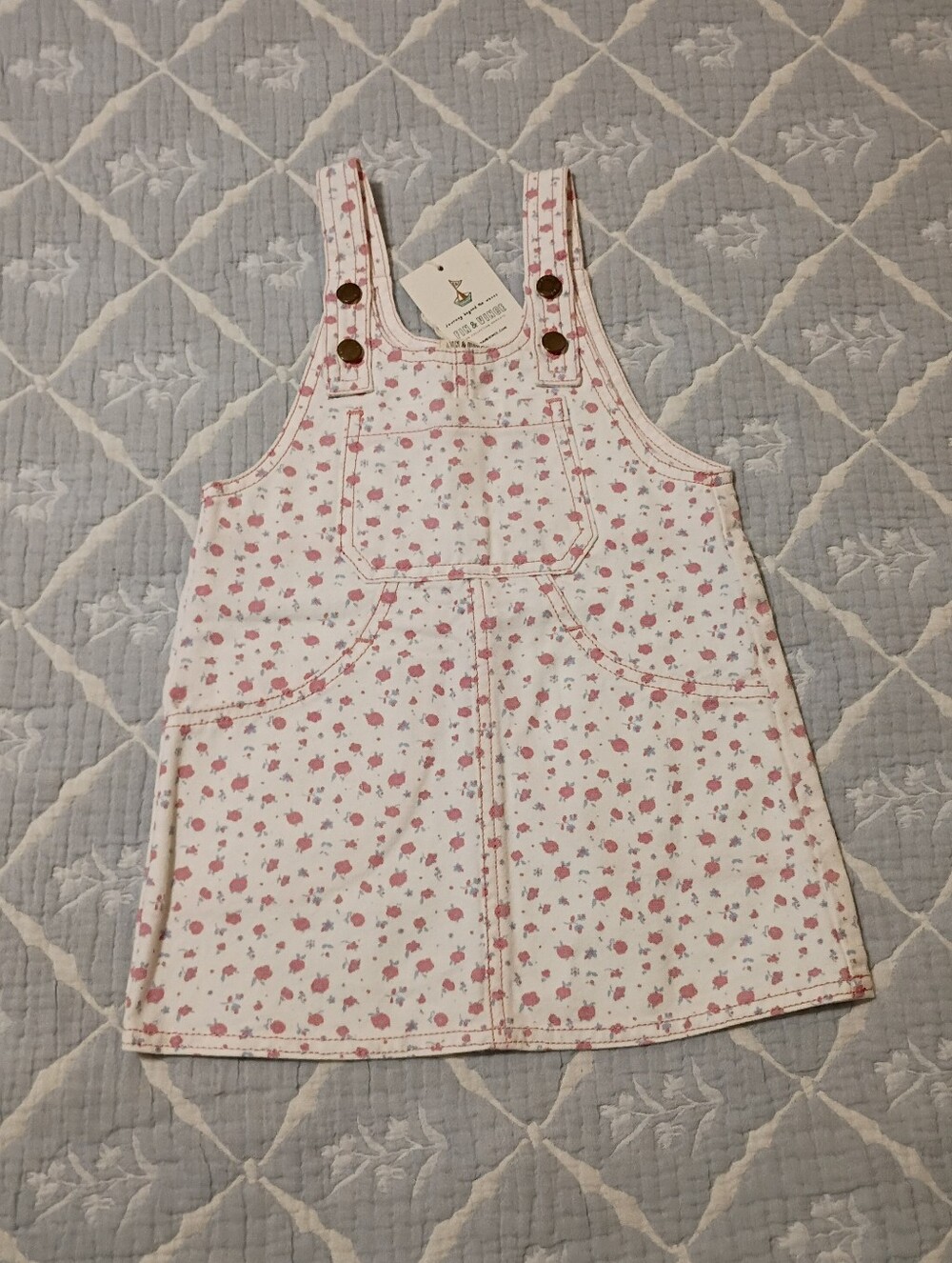 Fin & Vince Vintage Flowers Woven Cotton Pinafore 18-24 Months NWT
